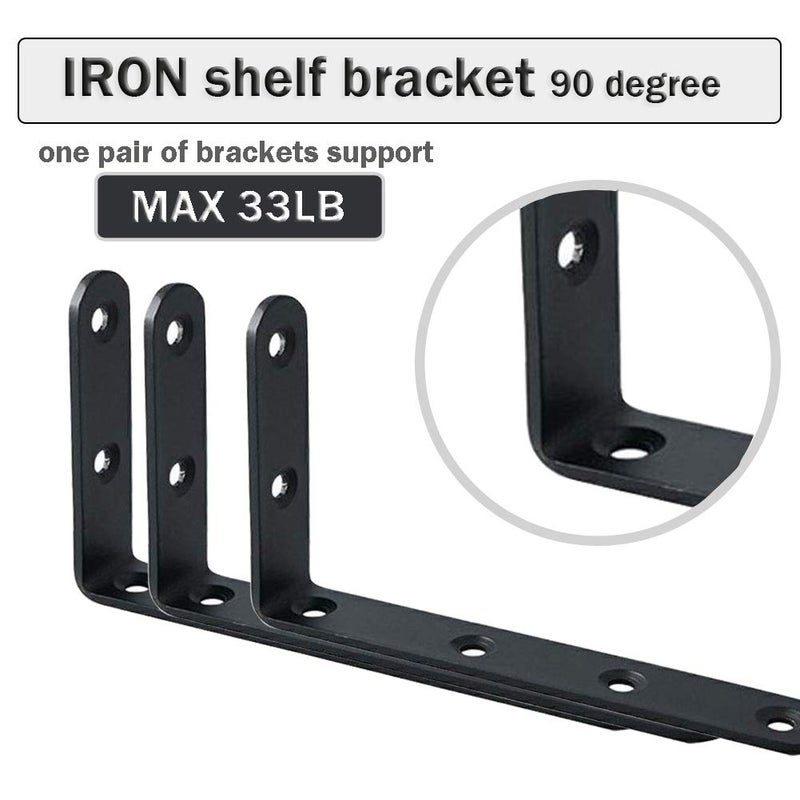 WINKER Corner Brace 12Pcs Shelf Bracket Heavy Duty Black Steel L Corner Brace, Decorative Joint Angle Bracket for Shelf 5 InchX3 Inch Shelves Wall Hanging Bracket with Screws5 InchX3 Inch(12PCS)) - Image 3